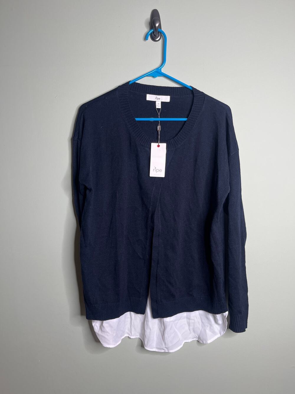Ripe Maternity Navy Cross Front Nursing Sweater Medium